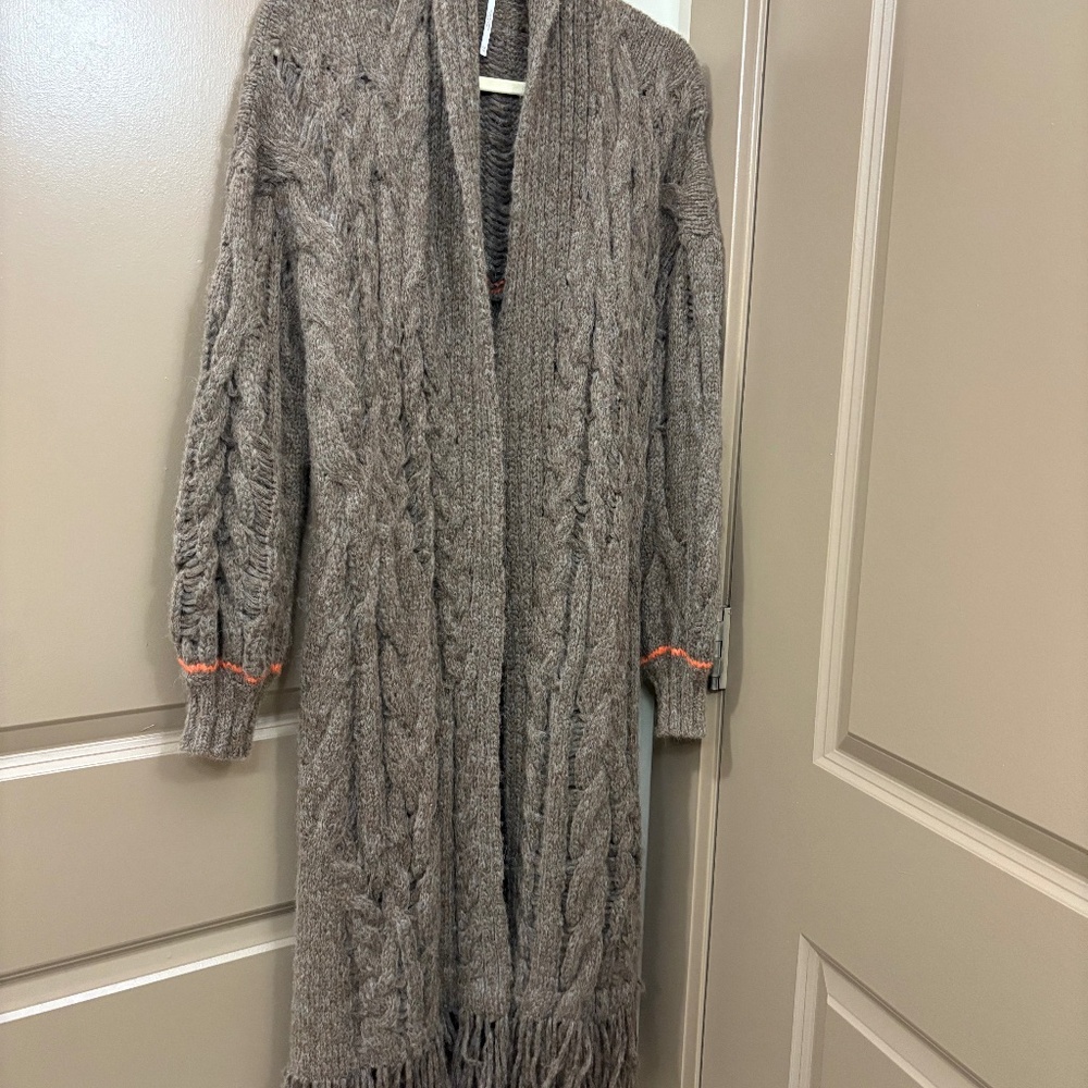 Free People Long Duster Cardigan XS Brown